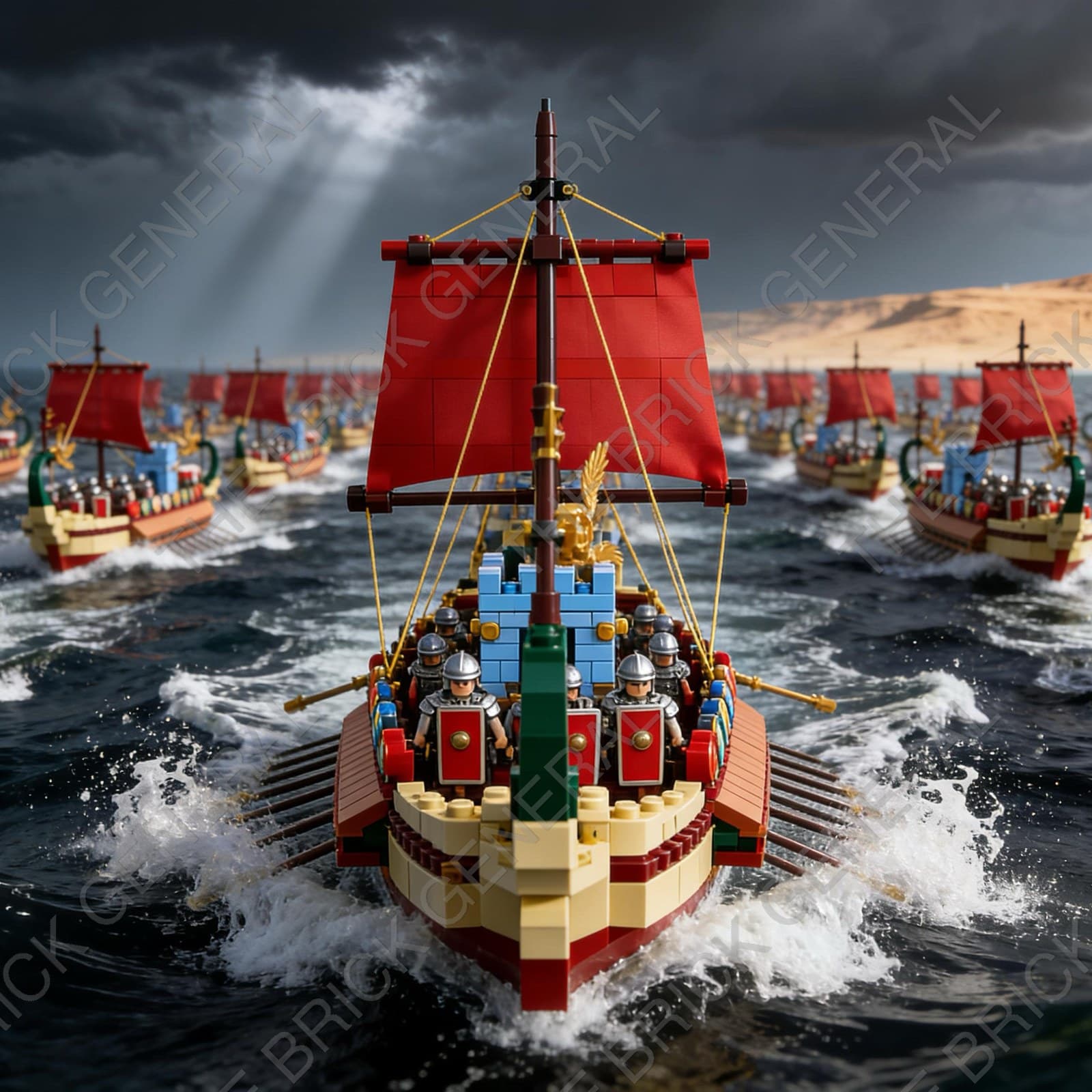 Ancient Roman Warship 1466+ piece building brick set