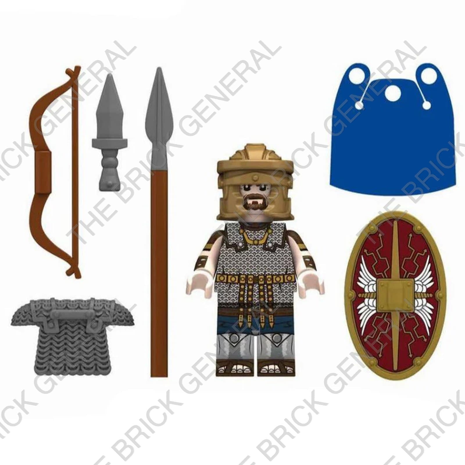 Custom Roman Auxiliary Legion Set Red Shield Blue Cape building brick minifigures thumbnail 2