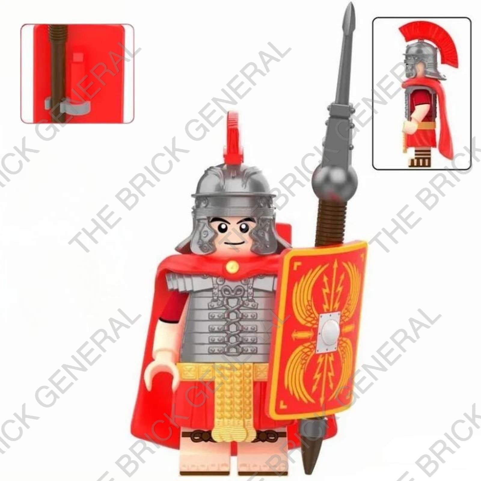 Roman Heavy Infantry - Red Cape and Shield building brick minifigure thumbnail 2