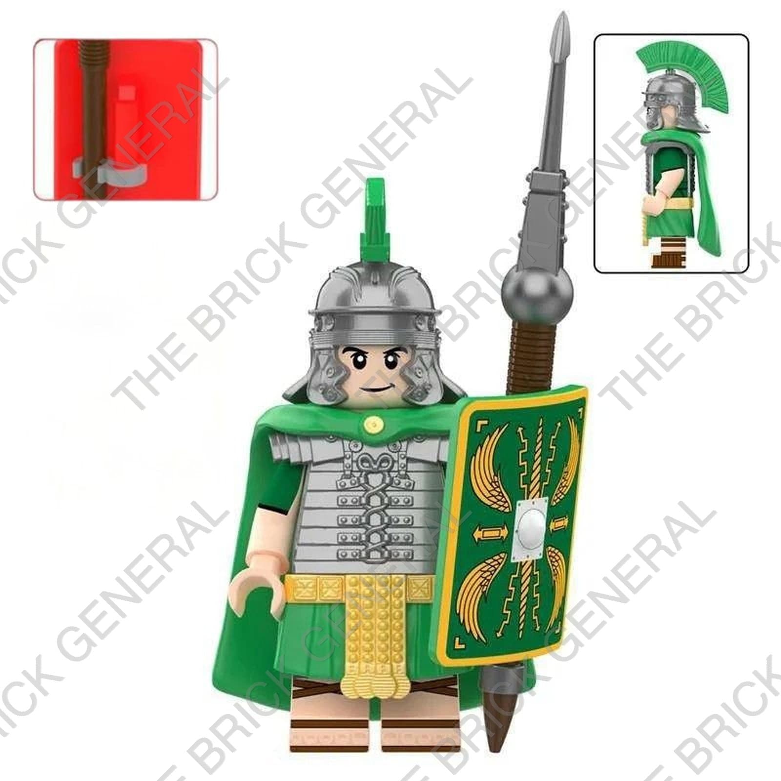 Roman Heavy Infantry Set Green Cape and Shield building brick minifigures thumbnail 2