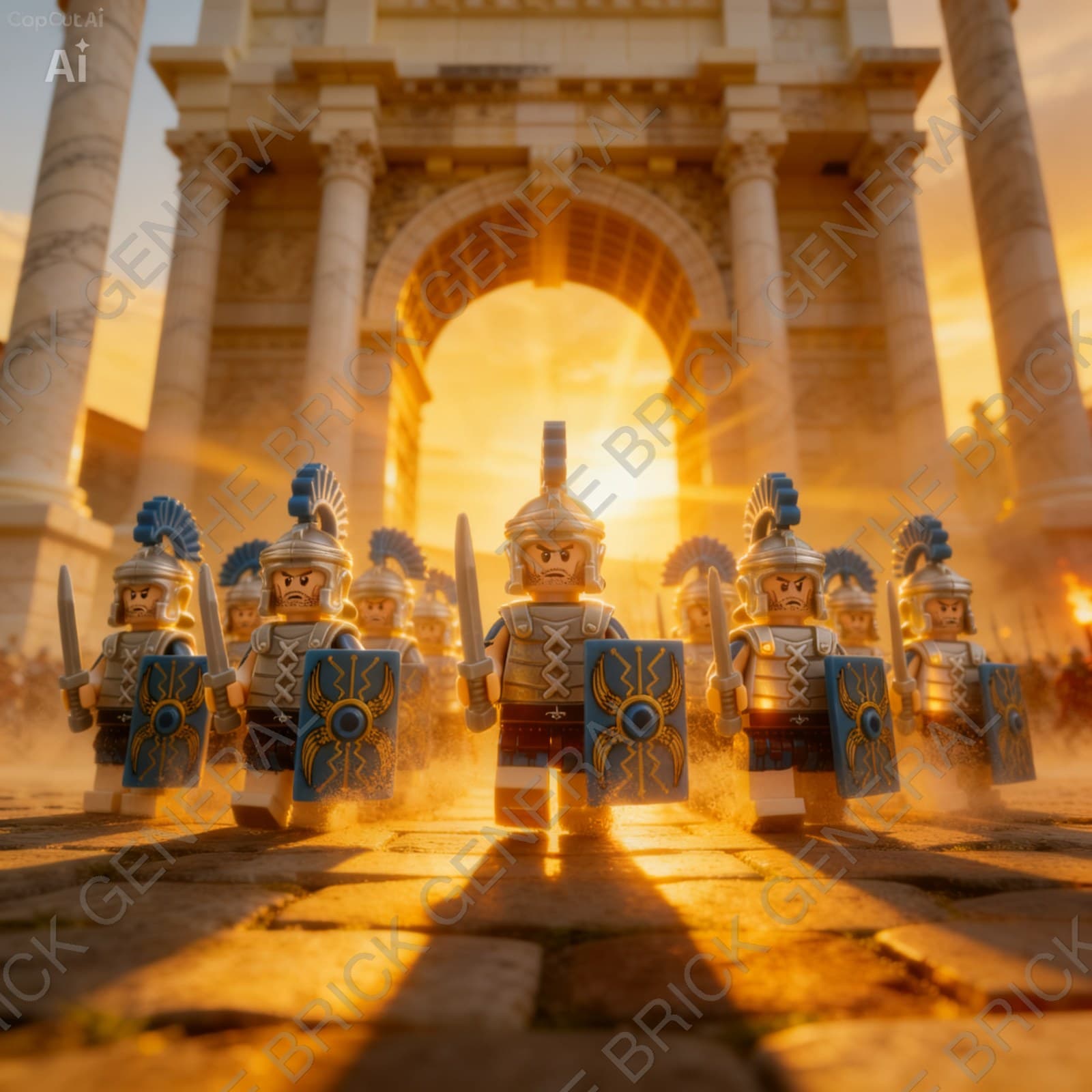 Roman Soldier Set Blue Shield Silver Armor building brick minifigures
