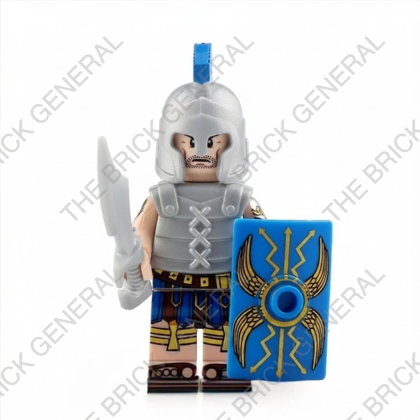 Roman Soldier Set Blue Shield Silver Armor building brick minifigures thumbnail 2